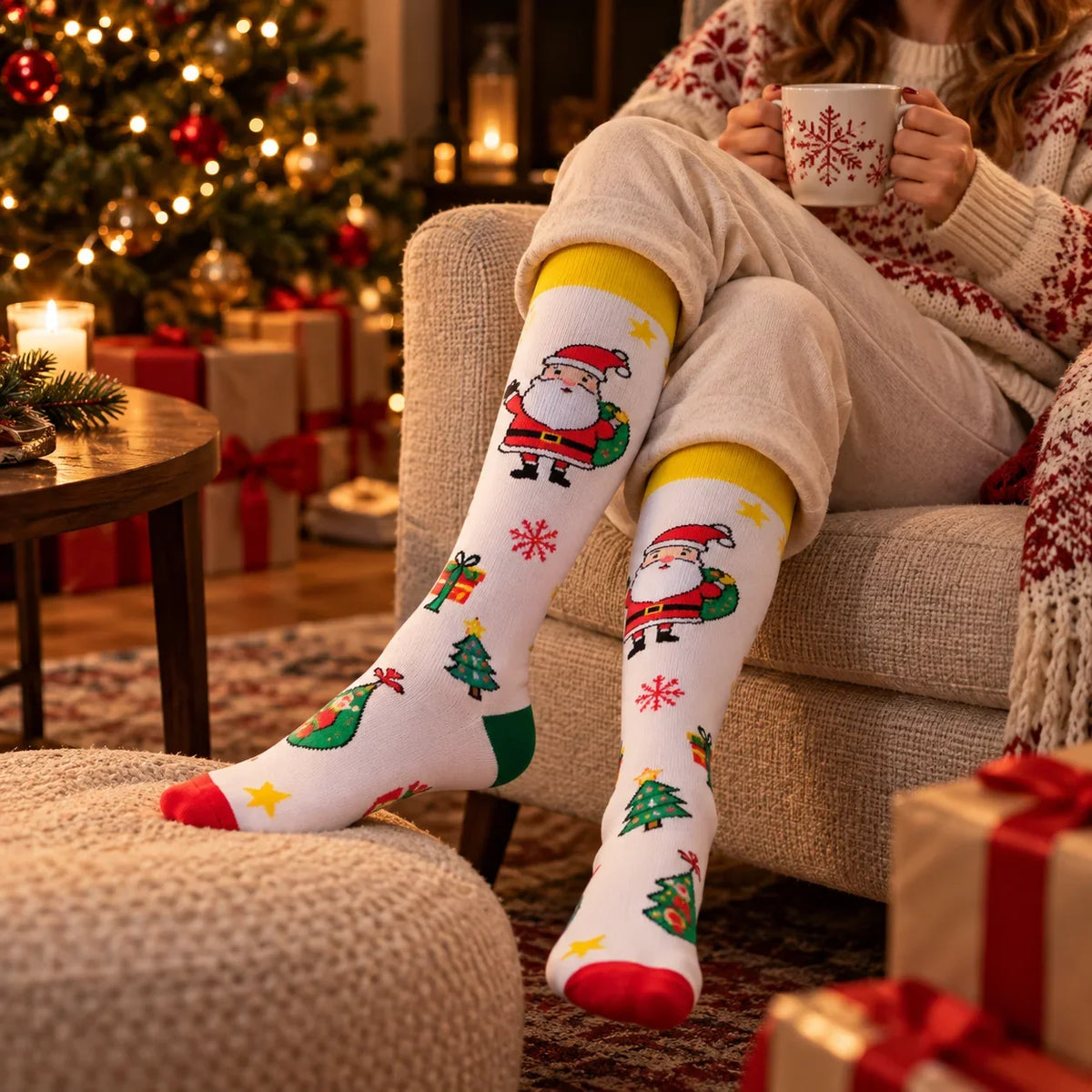 ErgiloJoyful- Stödstrumpor med julmotiv