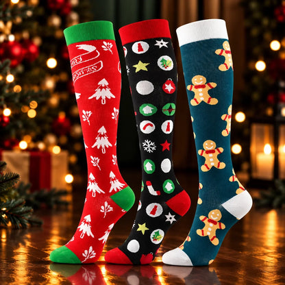 ErgiloJoyful- Stödstrumpor med julmotiv
